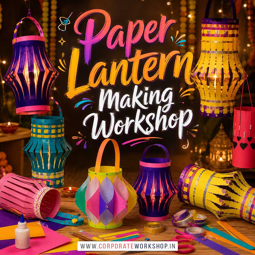 Paper Lantern Making Workshop for Corporate Companies Paper Lantern Making Workshop for Corporate Companies, Paper Lantern Making Workshop for Corporate Employees, Paper Lantern Making Workshop for Corporate Clients, Paper Lantern Making Workshop for Office Events, Art & Craft Activity for Corporate Companies, Himanshu Art Institute