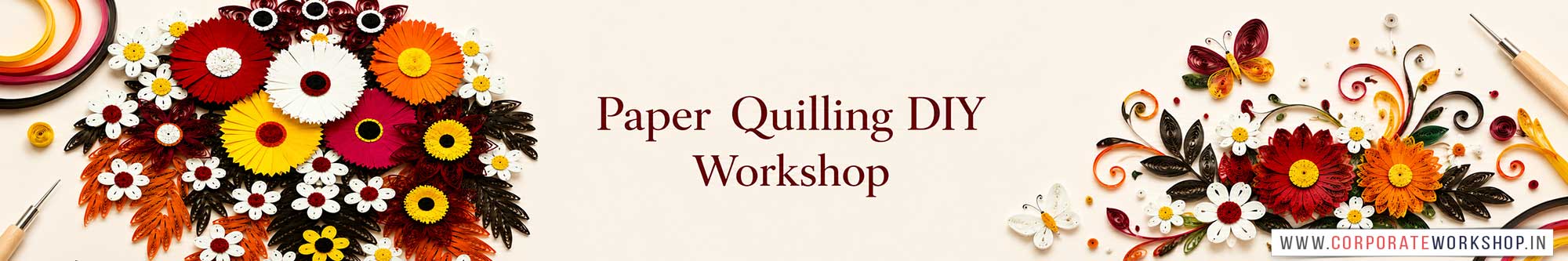 Paper Quilling DIY Workshop for Corporate Companies, Paper Quilling DIY Workshop for Corporate Employees, Paper Quilling DIY Workshop for Corporate Clients, Paper Quilling DIY Workshop for Office Events, Art & Craft Activity for Corporate Companies, Himanshu Art Institute