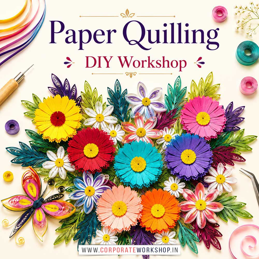 Paper Quilling DIY Workshop for Corporate Companies Paper Quilling DIY Workshop for Corporate Companies, Paper Quilling DIY Workshop for Corporate Employees, Paper Quilling DIY Workshop for Corporate Clients, Paper Quilling DIY Workshop for Office Events, Art & Craft Activity for Corporate Companies, Himanshu Art Institute