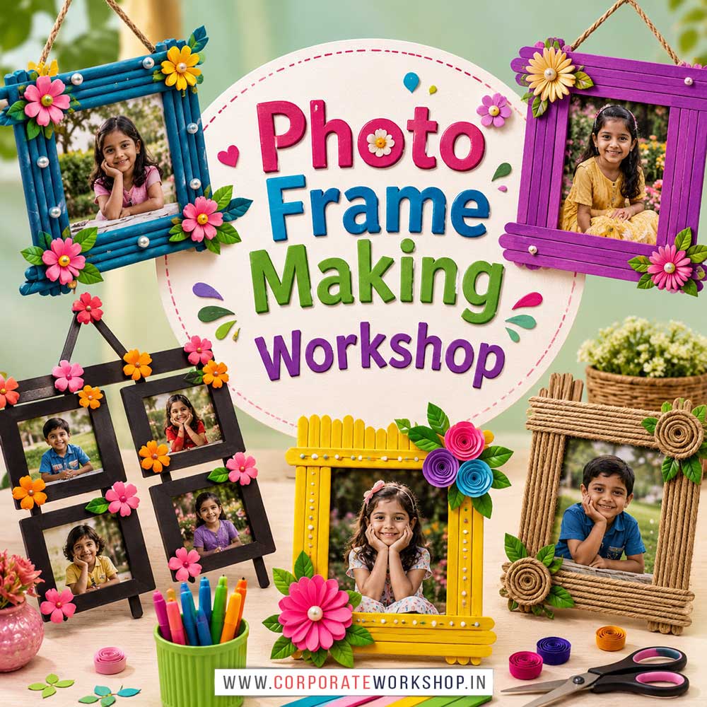 Photo Frame Making Workshop for Corporate Companies Photo Frame Making Workshop for Corporate Companies, Photo Frame Making Workshop for Corporate Employees, Photo Frame Making Workshop for Corporate Clients, Photo Frame Making Workshop for Office Events, Art & Craft Activity for Corporate Companies, Himanshu Art Institute