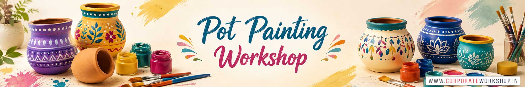 Pot Painting Workshop for Corporate Companies, Pot Painting Workshop for Corporate Employees, Pot Painting Workshop for Corporate Clients, Pot Painting Workshop for Office Events, Art & Craft Activity for Corporate Companies, Himanshu Art Institute