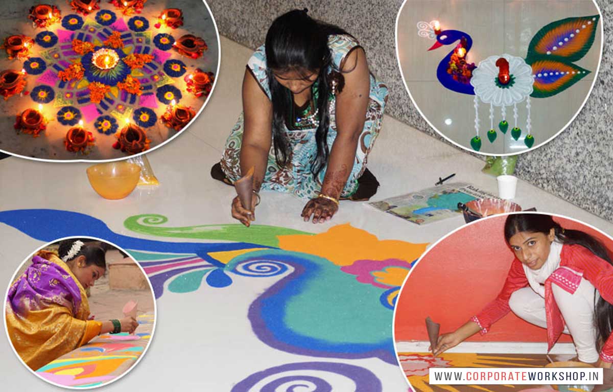 Rangoli Making Workshop for Corporate Employees in Delhi, Gurgaon, Gurugram, Noida, Chandigarh, Mumbai, India