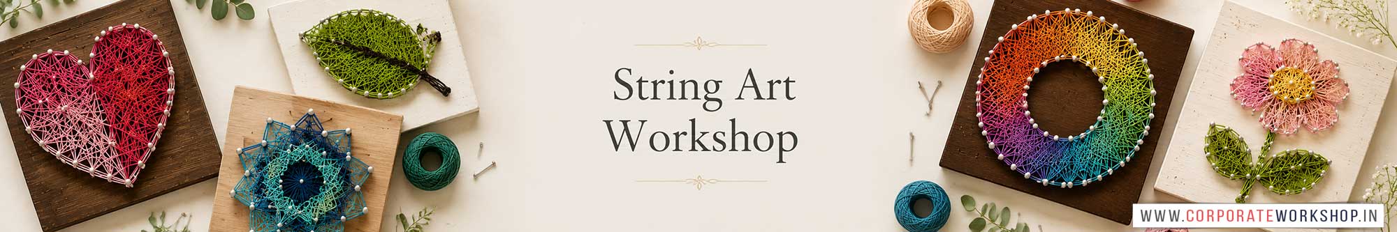 String Art Workshop for Corporate Companies, String Art Workshop for Corporate Employees, String Art Workshop for Corporate Clients, String Art Workshop for Office Events, Art & Craft Activity for Corporate Companies, Himanshu Art Institute