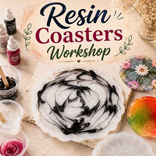 Corporate Resin Coasters Workshop, Resin Coasters Workshop for Corporate, Art & Craft Workshops for Corporate, DIY Workshop for Corporate, Resin Coasters Activity for Corporate, DIY Activities for Corporate, Best Resin Coasters Workshop for Corporate in Delhi, Gurugram, Gurgaon, Noida, India, Himanshu Art Institute
