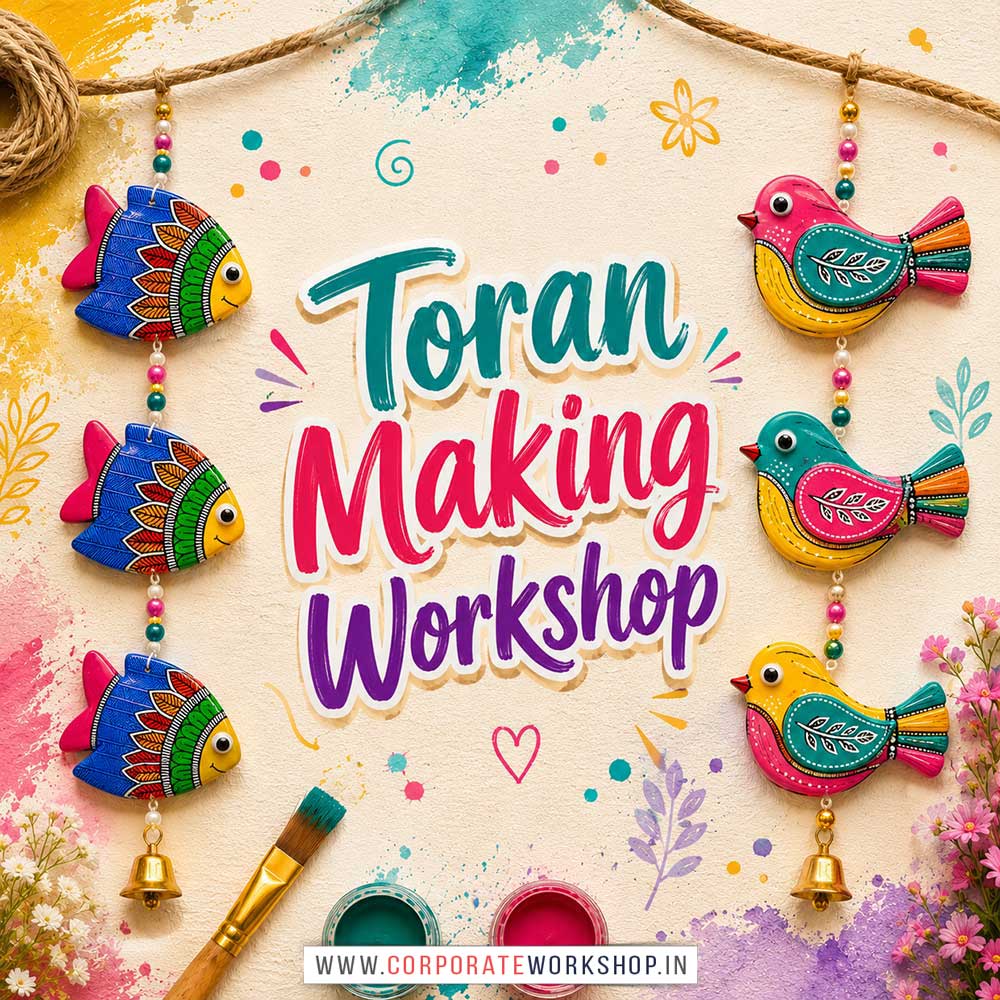 Toran Making Workshop for Corporate Companies Toran Making Workshop for Corporate Companies, Toran Making Workshop for Corporate Employees, Toran Making Workshop for Corporate Clients, Toran Making Workshop for Office Events, Art & Craft Activity for Corporate Companies, Himanshu Art Institute