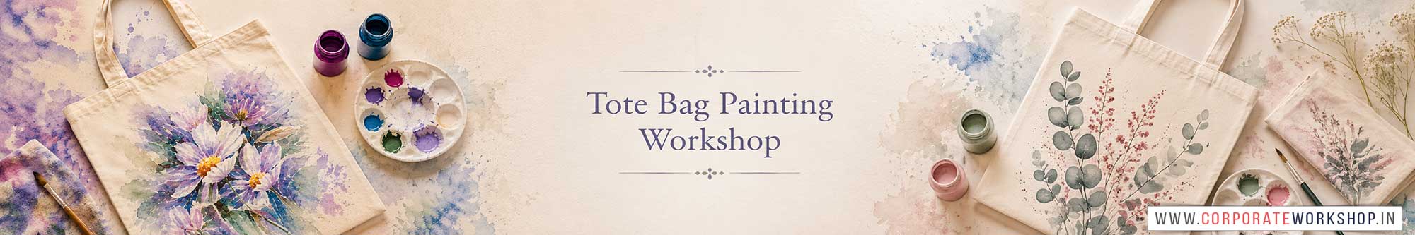 Tote Bag Painting Workshop for Corporate Companies, Tote Bag Painting Workshop for Corporate Employees, Tote Bag Painting Workshop for Corporate Clients, Tote Bag Painting Workshop for Office Events, Art & Craft Activity for Corporate Companies, Himanshu Art Institute