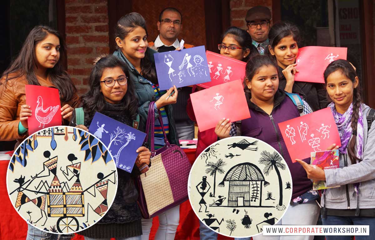 Warli Painting Workshop for Corporate Employees in Delhi, Gurgaon, Gurugram, Noida, Chandigarh, Mumbai, India