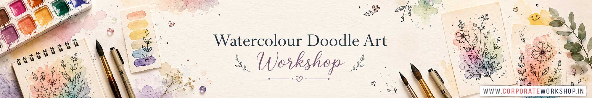 Watercolour Doodle Art Workshop for Corporate Companies, Watercolour Doodle Art Workshop for Corporate Employees, Watercolour Doodle Art Workshop for Corporate Clients, Watercolour Doodle Art Workshop for Office Events, Art & Craft Activity for Corporate Companies, Himanshu Art Institute