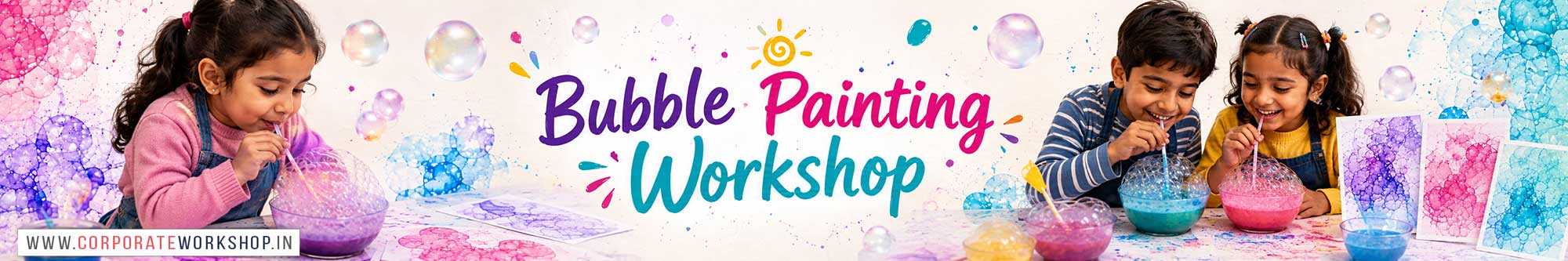 Bubble Painting Workshop for Kids and Children in Delhi, Bubble Painting Workshop for Kids Near Me, Art & Craft Workshop for Children, Art & Craft Workshop for Kids, Himanshu Art Institute