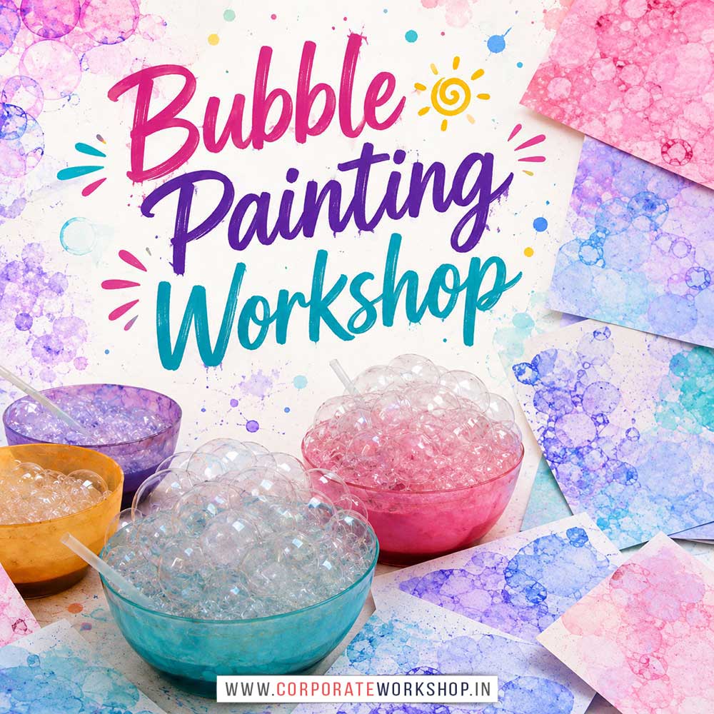 Bubble Painting Workshop for Kids and Children Bubble Painting Workshop for Kids and Children in Delhi, Online Bubble Painting Workshp for Kds, Best Art & Craft Workshop for Children near Me