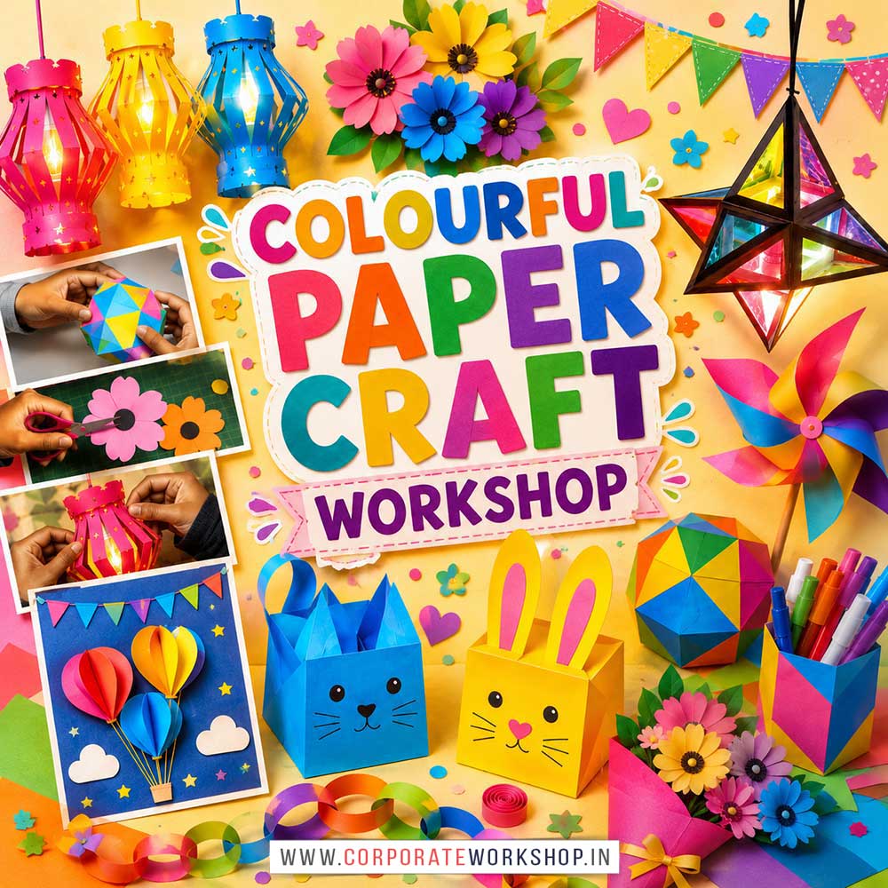 Colourful Paper Craft Workshop for Kids and Children Colourful Paper Craft Workshop for Kids and Children in Delhi, Online Colourful Paper Craft Workshp for Kds, Best Art & Craft Workshop for Children near Me