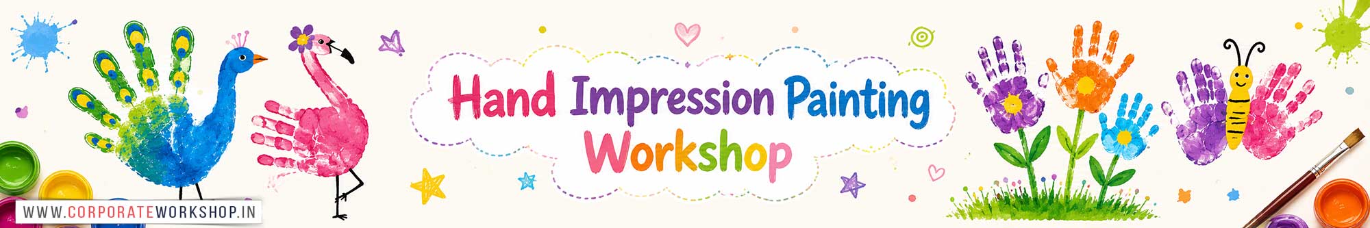 Hand Impression Painting Workshop for Kids and Children in Delhi, Hand Impression Painting Workshop for Kids Near Me, Art & Craft Workshop for Children, Art & Craft Workshop for Kids, Himanshu Art Institute