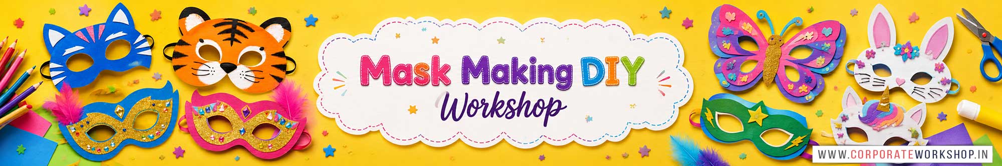 Mask Making DIY Workshop for Kids and Children in Delhi, Mask Making DIY Workshop for Kids Near Me, Art & Craft Workshop for Children, Art & Craft Workshop for Kids, Himanshu Art Institute