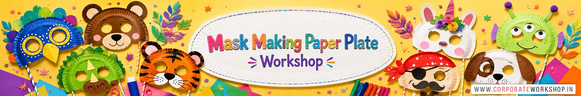 Mask Making - Paper Plate Workshop for Kids and Children in Delhi, Mask Making - Paper Plate Workshop for Kids Near Me, Art & Craft Workshop for Children, Art & Craft Workshop for Kids, Himanshu Art Institute