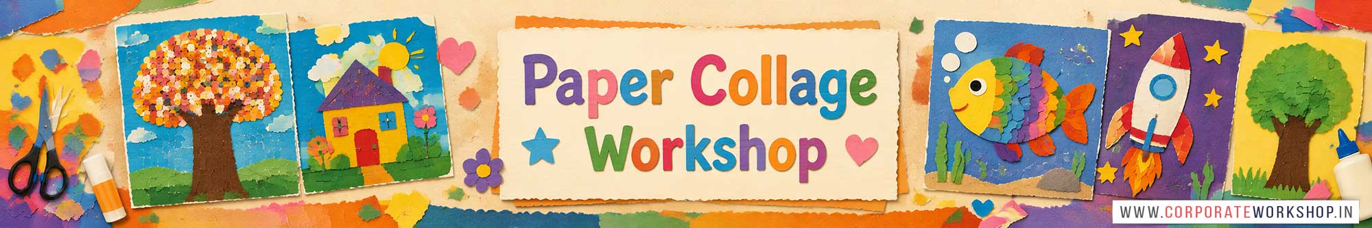 Paper Collage Workshop for Kids and Children in Delhi, Paper Collage Workshop for Kids Near Me, Art & Craft Workshop for Children, Art & Craft Workshop for Kids, Himanshu Art Institute