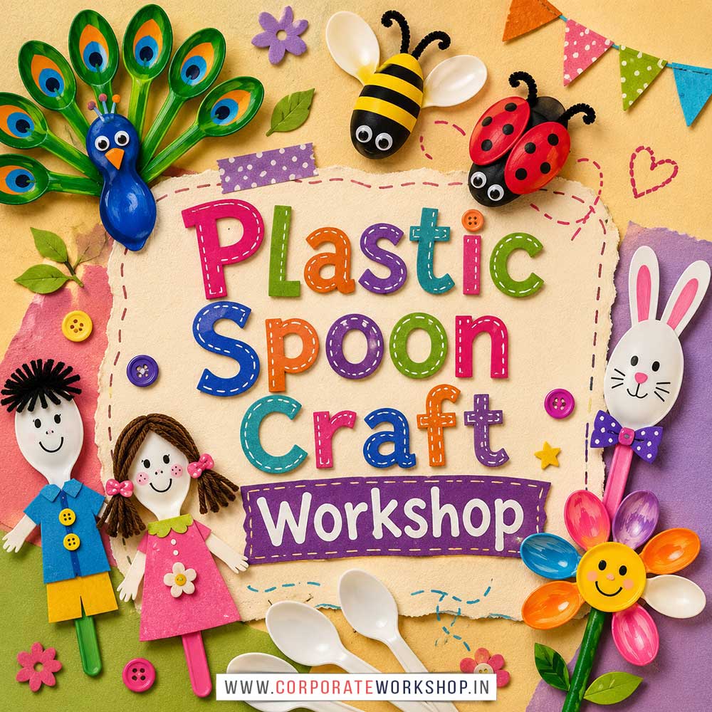 Plastic Spoon Craft Workshop for Kids and Children in Delhi, Online Plastic Spoon Craft Workshp for Kds, Best Art & Craft Workshop for Children near Me