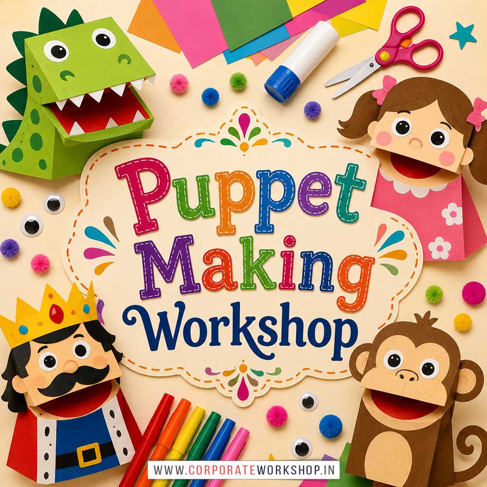 Puppet Making Workshop for Kids and Children Puppet Making Workshop for Kids and Children in Delhi, Online Puppet Making Workshp for Kds, Best Art & Craft Workshop for Children near Me