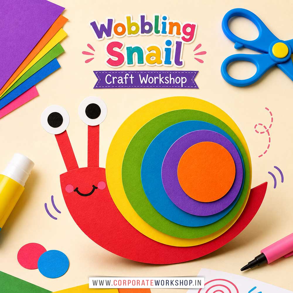 Wobbling Snail Craft Workshop for Kids and Children Wobbling Snail Craft Workshop for Kids and Children in Delhi, Online Wobbling Snail Craft Workshp for Kds, Best Art & Craft Workshop for Children near Me